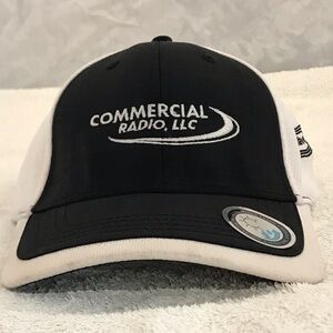 Quake CIty Caps for Commercial Radio LLC Adjustable Black White Cap